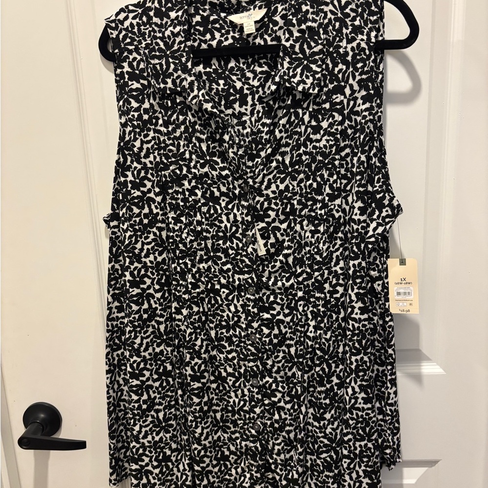Terra & Sky Black and White Patterned Blouse